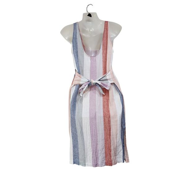Marine Layer Stripes Tie Back Side Slit Tank Dress Scoop Neck Multi Size Small - Picture 7 of 15
